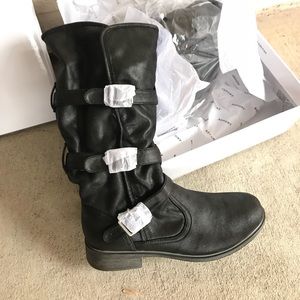 Report cozy faux fur boots moto
